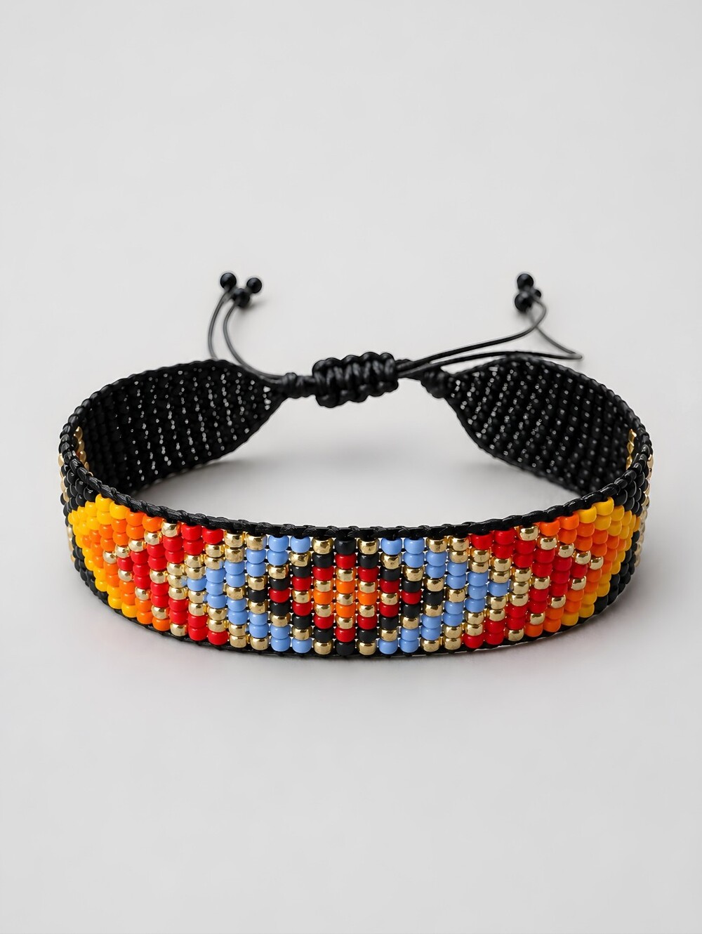 Handmade Cosmic Boho Southwestern Geometric Beaded Bracelet - Black